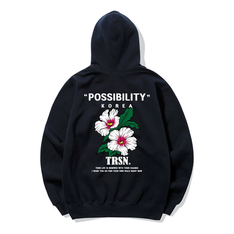 KOREAN FLOWER LOGO 후드티 - 네이비