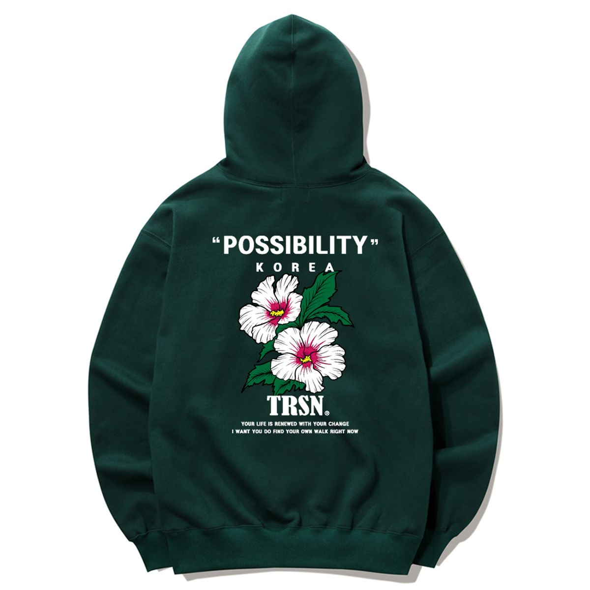 트립션(TRIPSHION) KOREAN FLOWER LOGO 후드티 - 그린