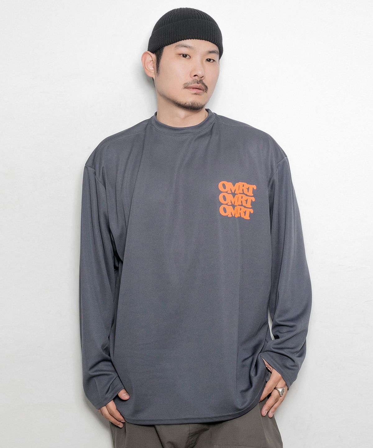 오메르타(OMERTA) 2021 FW OMRT 메쉬 롱슬리브 티셔츠 그레이