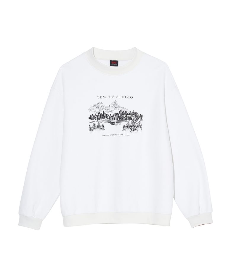 MOUNTAIN HALF NECK SWEATSHIRT [WHITE]