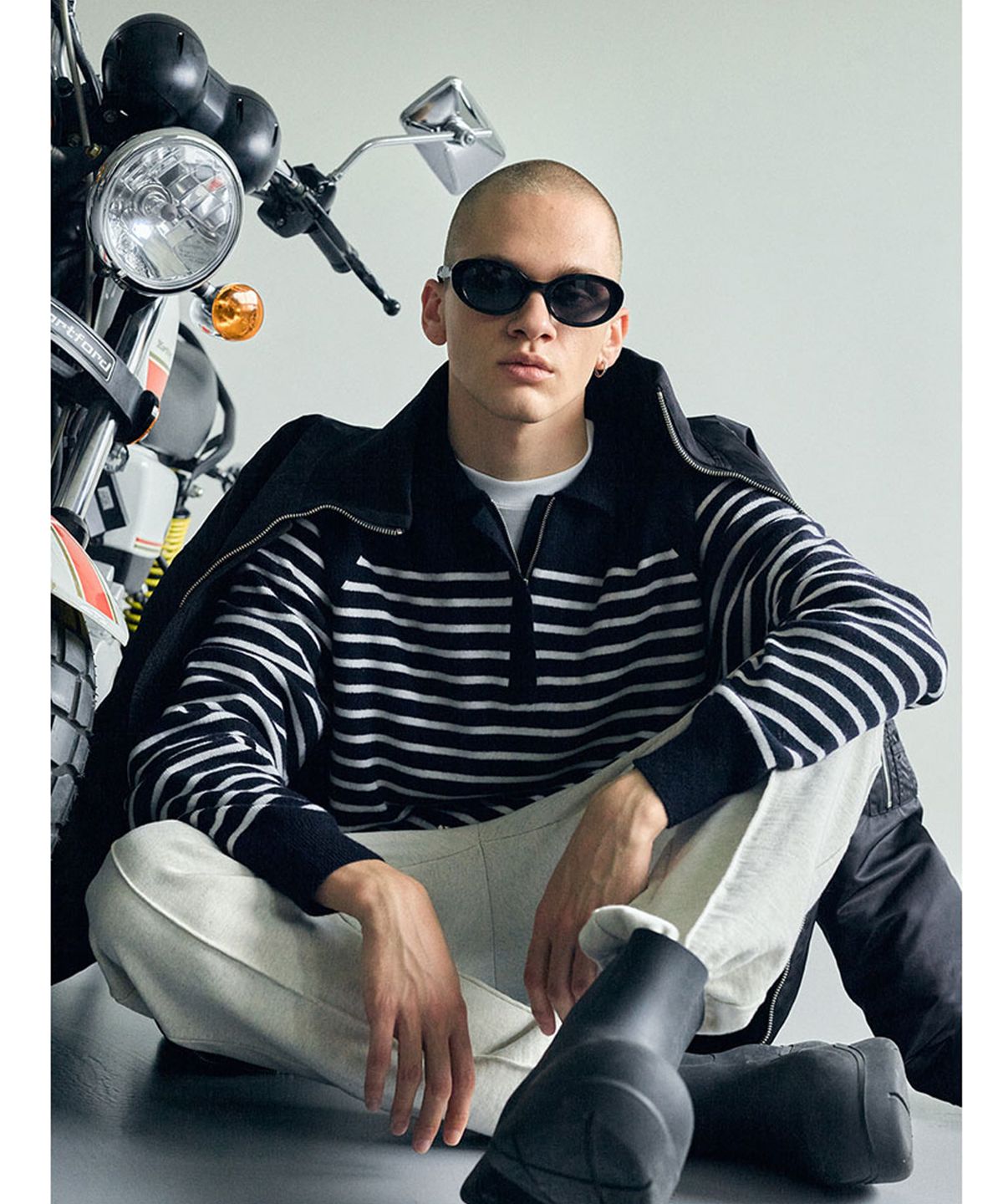 던스트 포 맨(DUNST FOR MEN) UNISEX HIDDEN HALF ZIP-UP CASHMERE SWEATER FRENCH NAVY_M_UDSW1C103N2
