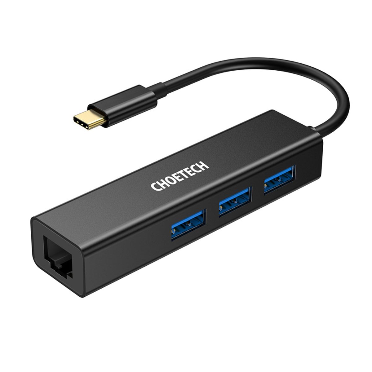초텍(CHOETECH) C타입 to RJ45 + USB3.0 어댑터 HUB-U02BK