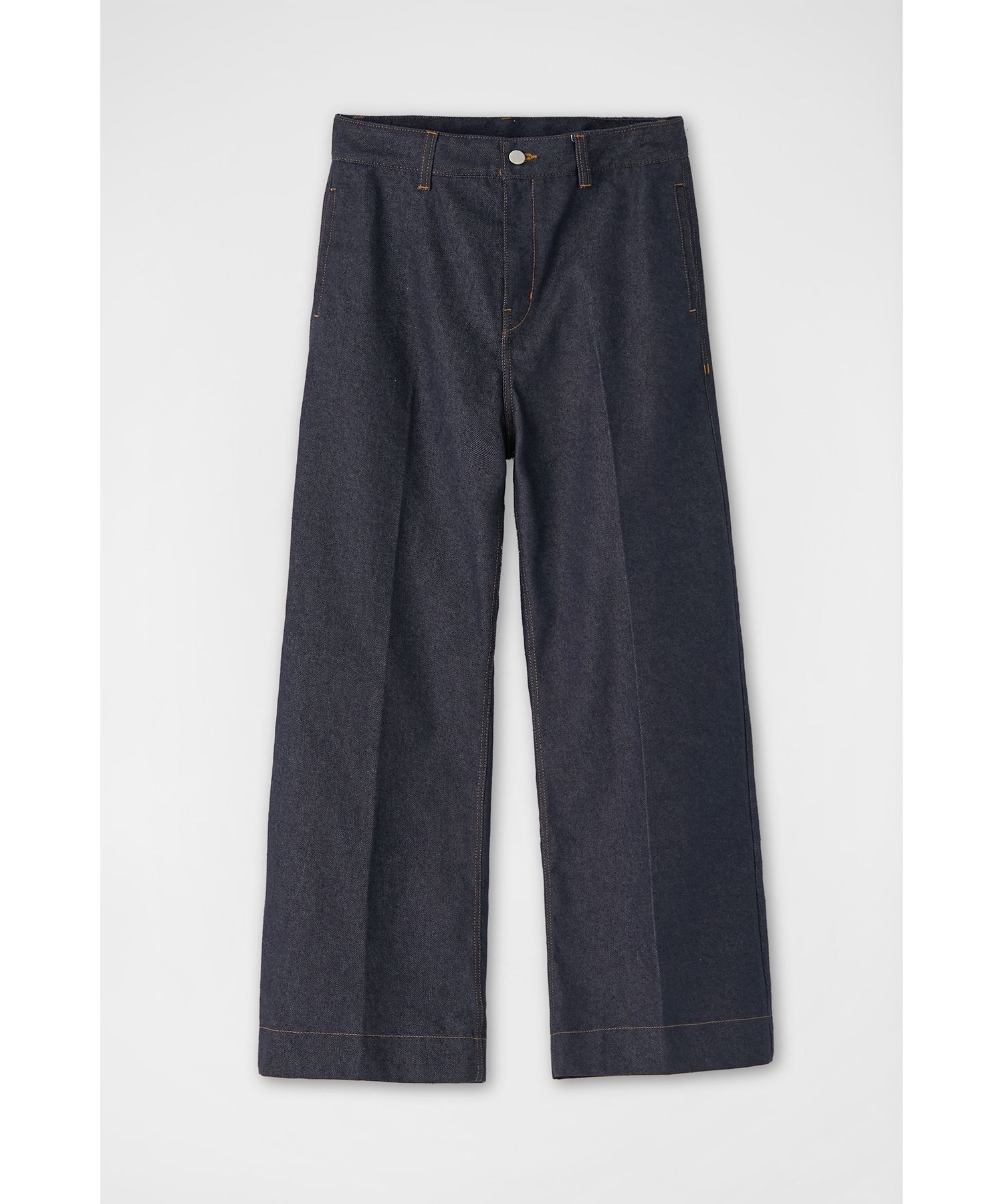 ★COOR★ Crinkle Wide Denim Pants (Indigo) Denim Indigo Wide Leg Pants | Karen Millen