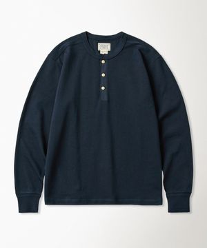 Vintage Long Sleeve Henley Shirt Navy