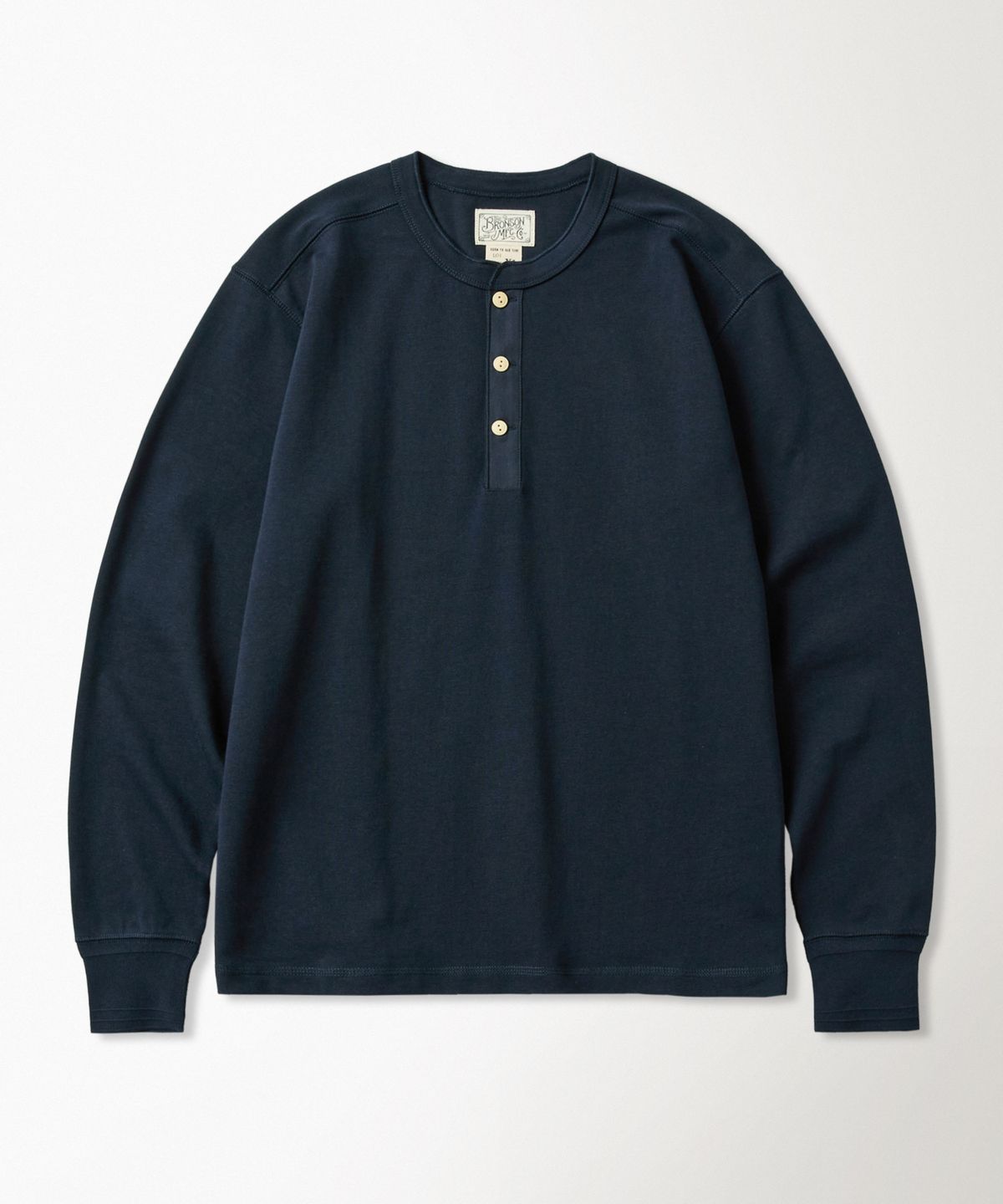브론슨(BRONSON) Vintage Long Sleeve Henley Shirt Navy