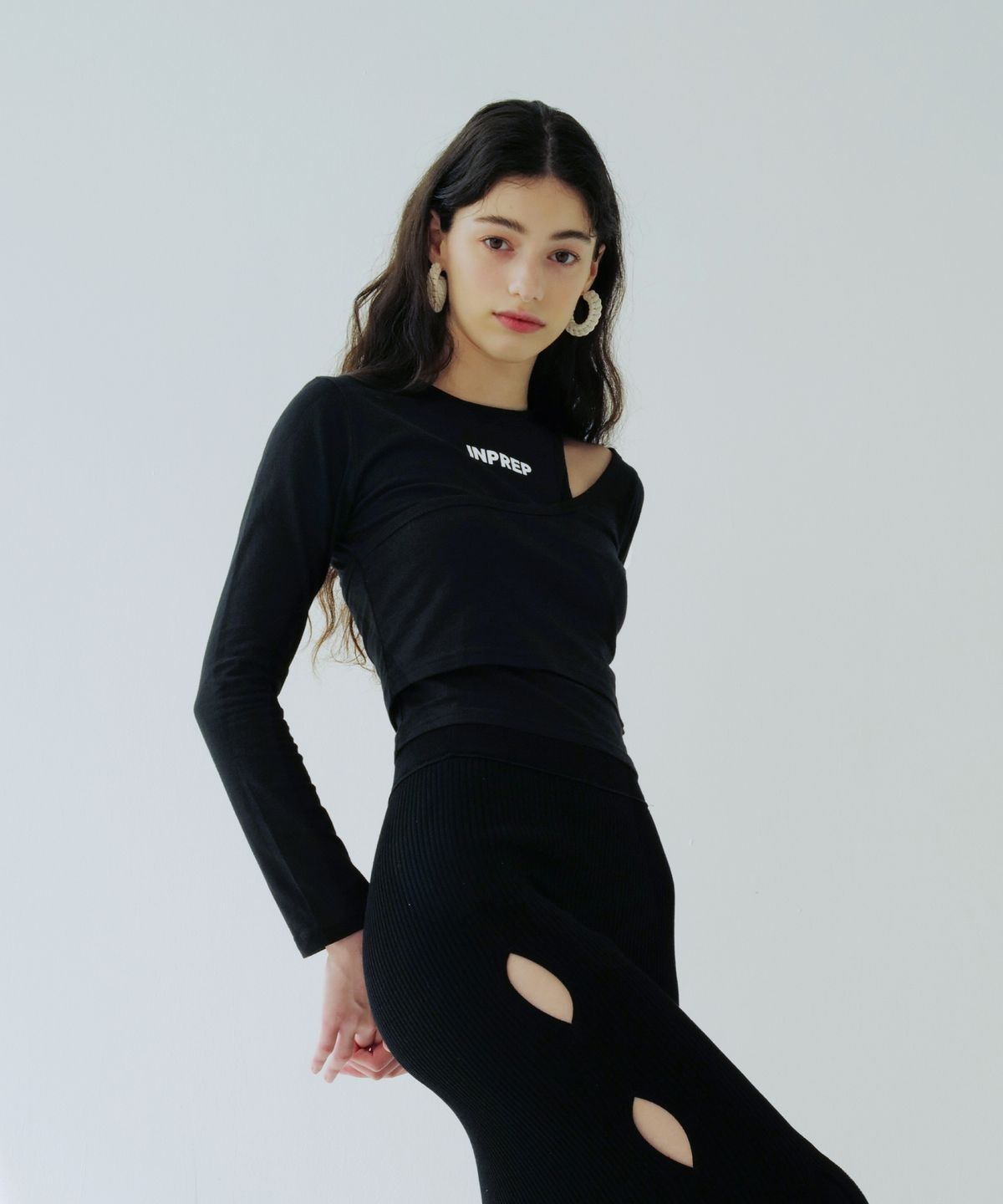 인프랩(INPREP) DOUBLE LAYERED LONG SLEEVE T-SHIRT (BLACK)