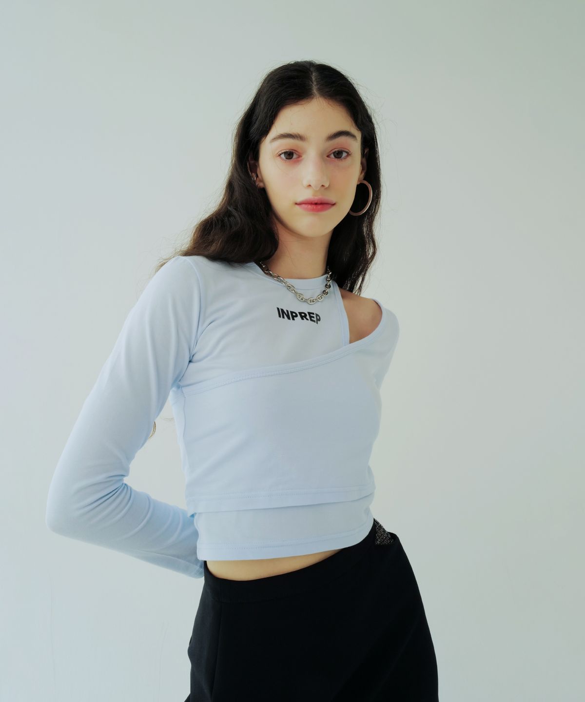 인프랩(INPREP) DOUBLE LAYERED LONG SLEEVE T-SHIRT (SEAFOAM)