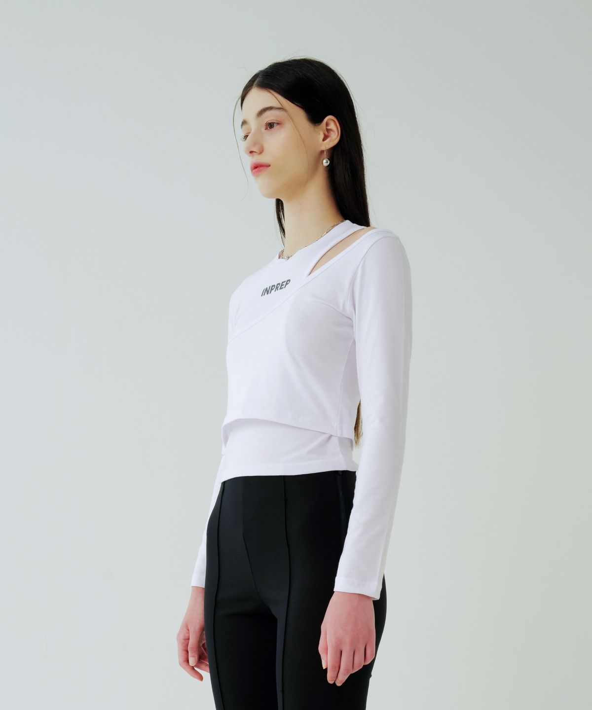 인프랩(INPREP) DOUBLE LAYERED LONG SLEEVE T-SHIRT (WHITE)