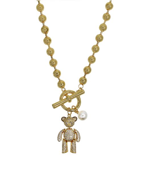 【BLACKPURPLE】happy bear necklace MUSINSA | BLACK PURPLE Happy Bear Necklace - Gold
