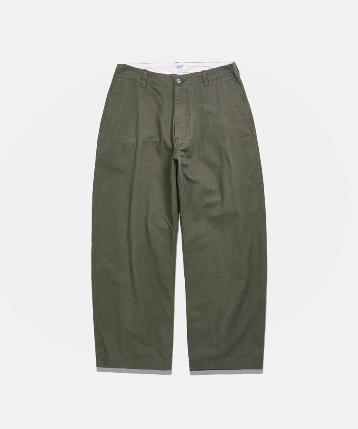 에스피오나지(ESPIONAGE) Wide Officer Pants Grey Olive