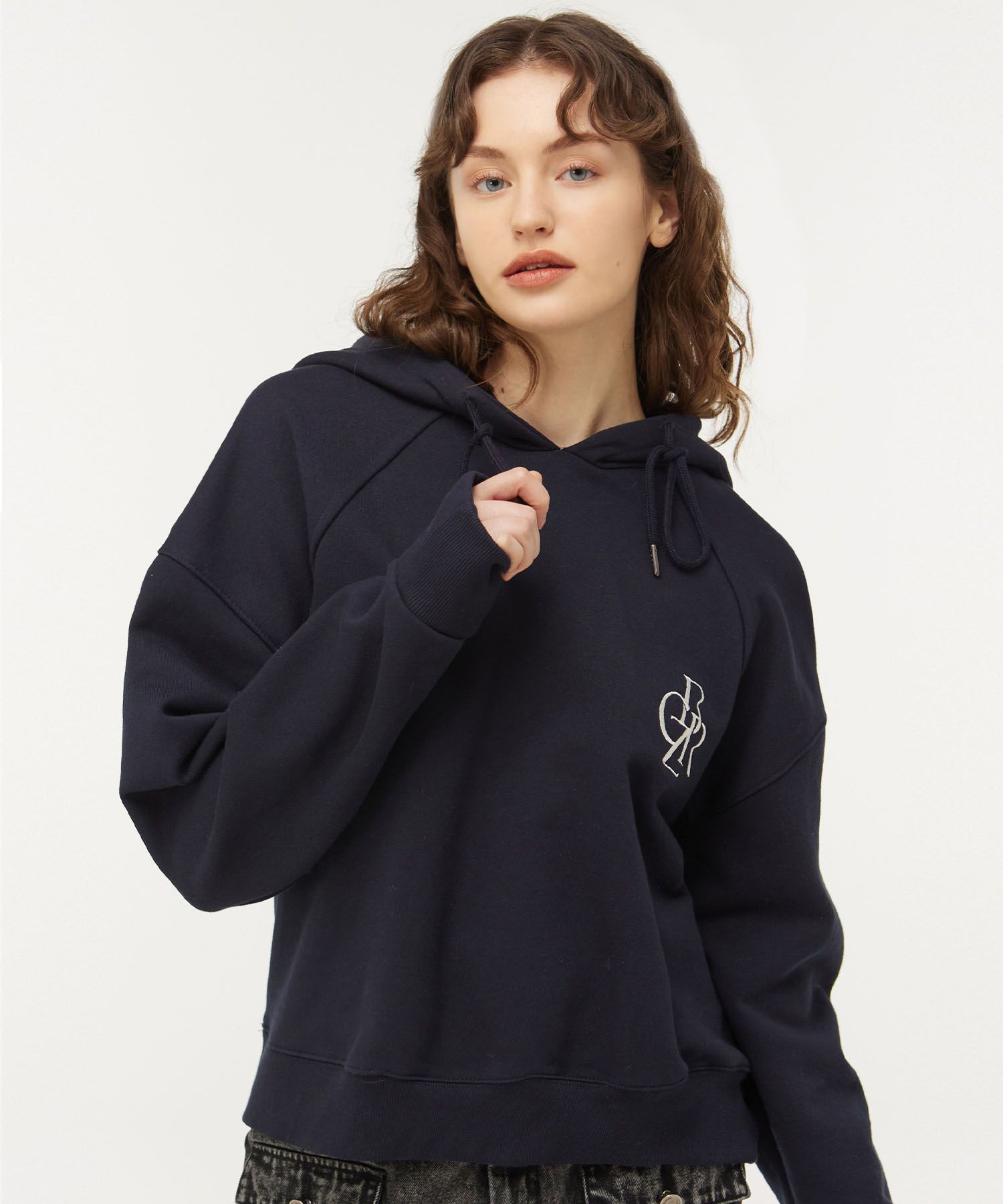 MUSINSA | CITYBREEZE WOMAN LOGO EMBROIDERED HOODIE_NAVY