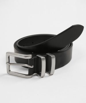 미니멀 스퀘어 더블스틸 하드레더 벨트