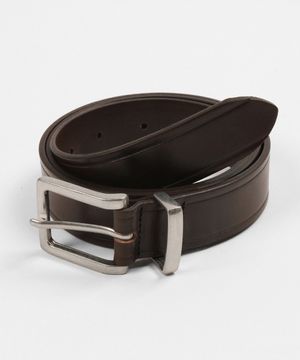 미니멀 스퀘어 하드레더 벨트 (다크브라운)