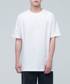 레이어드 크루 넥 티셔츠_일반 기장 [화이트]