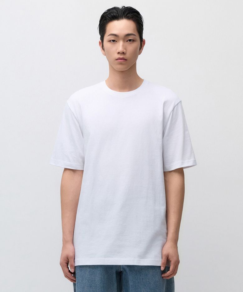레이어드 크루 넥 티셔츠_일반 기장 [화이트]