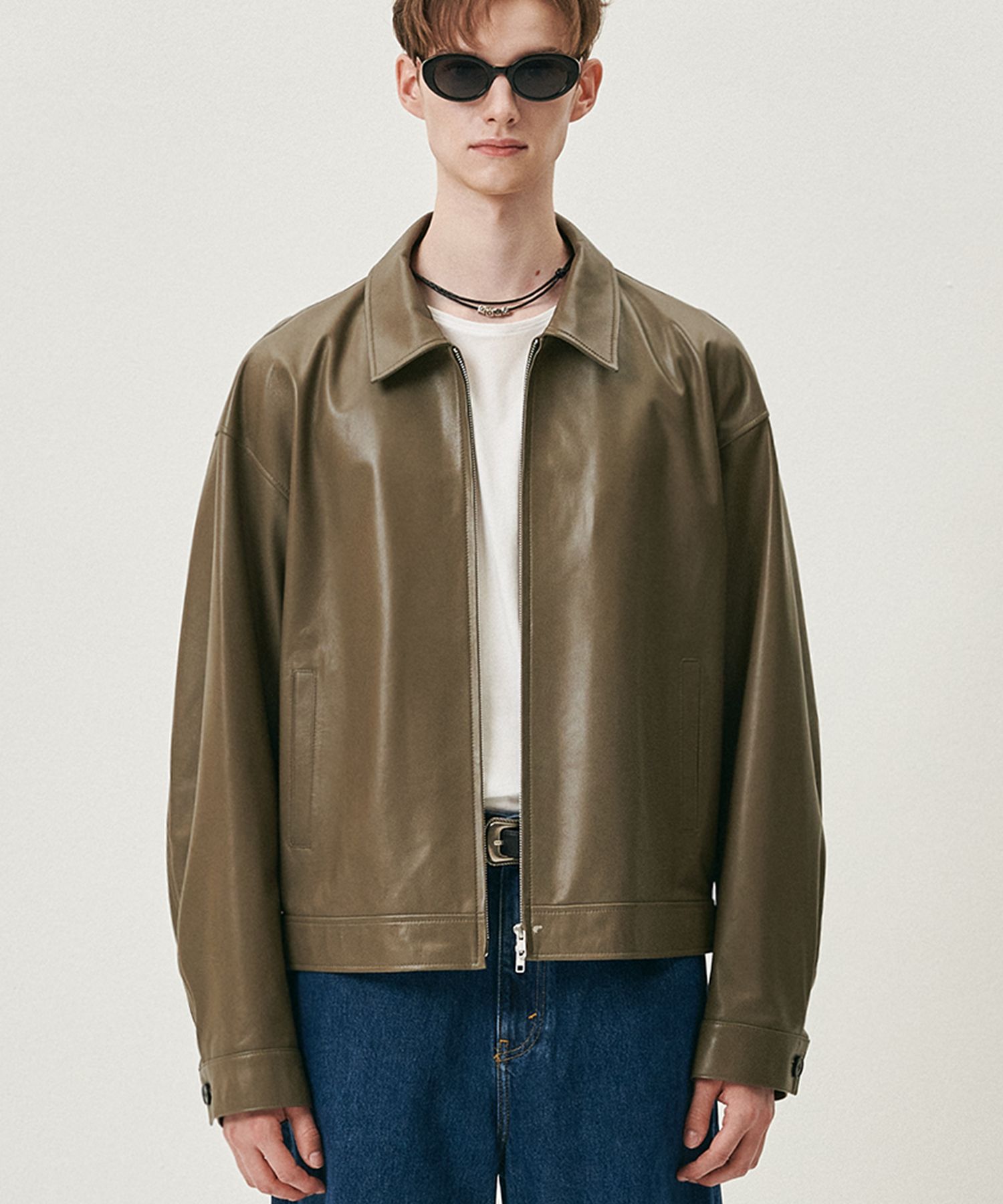 MUSINSA | DOFFJASON Overfit Ramskin Single Jacket (Khaki Brown)