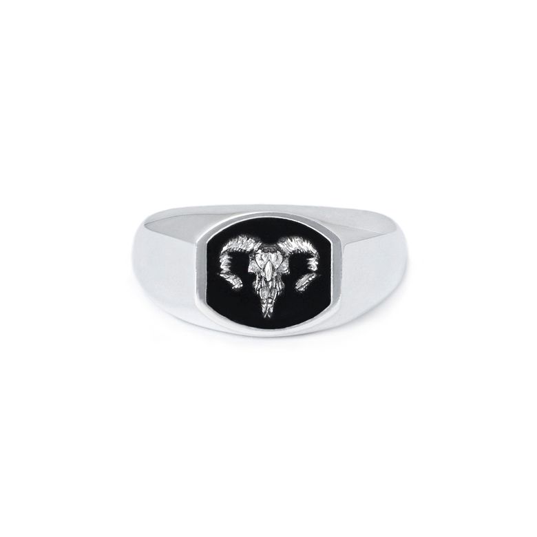 Ram Skull Fossil Ring