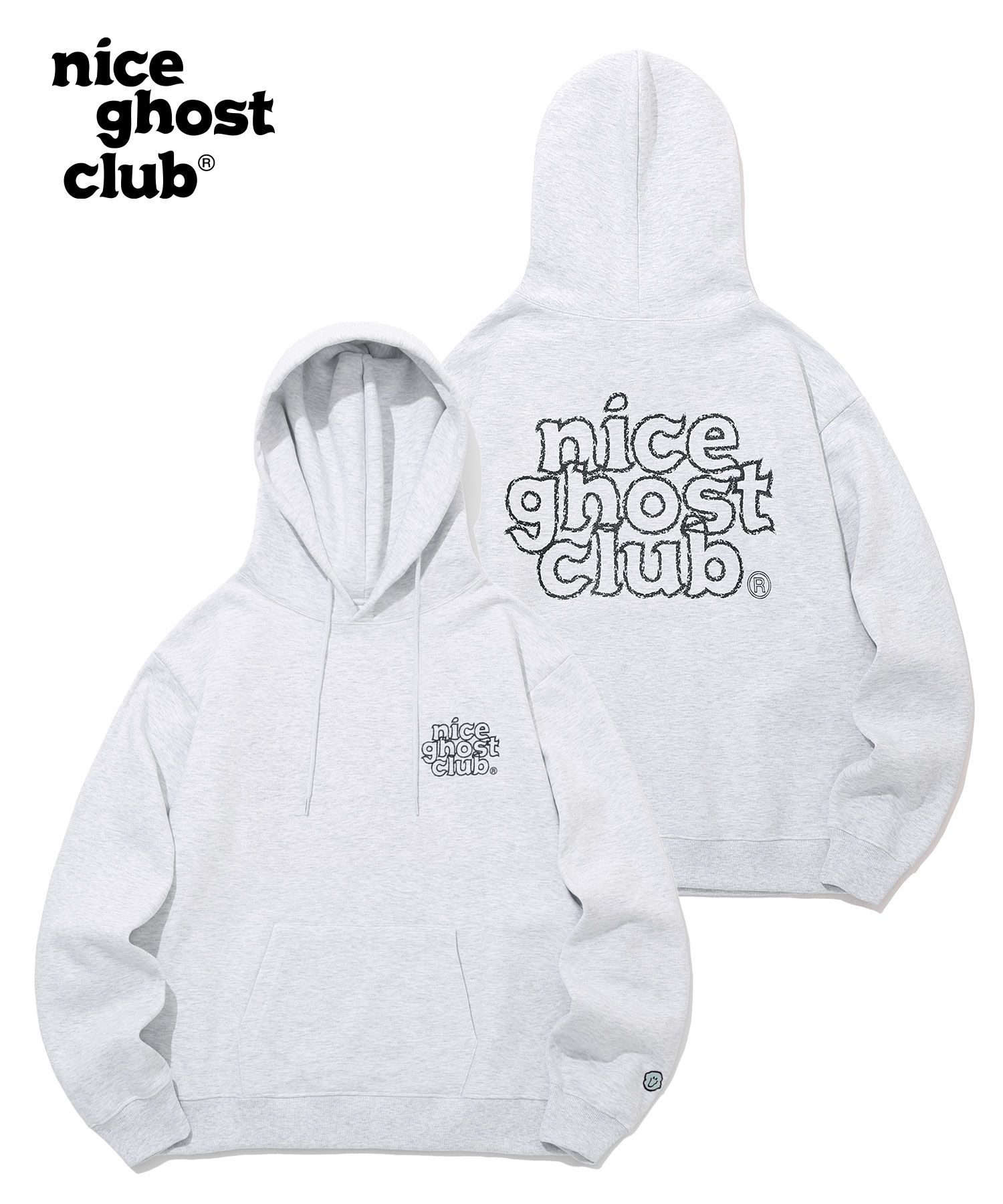 MUSINSA | NICE GHOST CLUB CRAYON LOGO HOODIE_GREY(NG2BFUM401A)