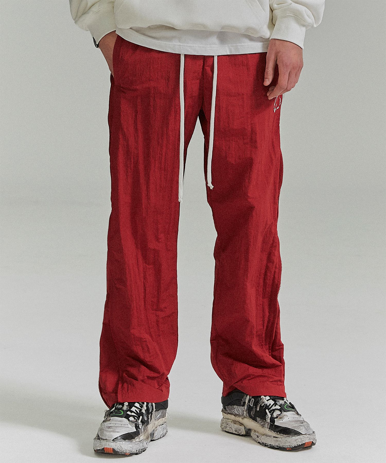 デニム・ジーパン NOT4NERD Two Way Side Zipper Nylon Pants Red PT045RD MUSINSA | NOT4NERD Two Way Side Zipper Nylon Pants - Red