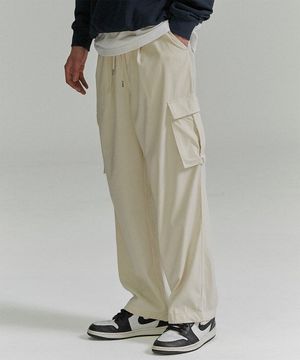 Wide String Cargo Slacks Pants - Ivory