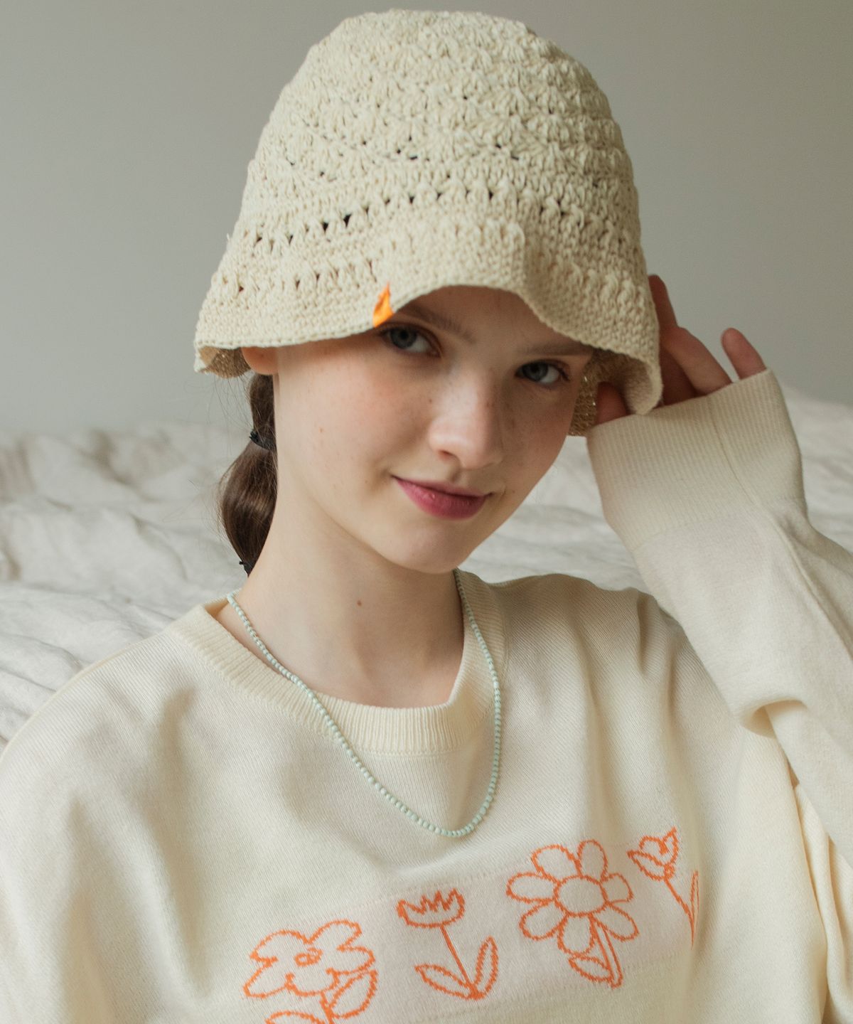 로씨로씨(ROCCI ROCCI) Knit Bucket Hat [CREAM]