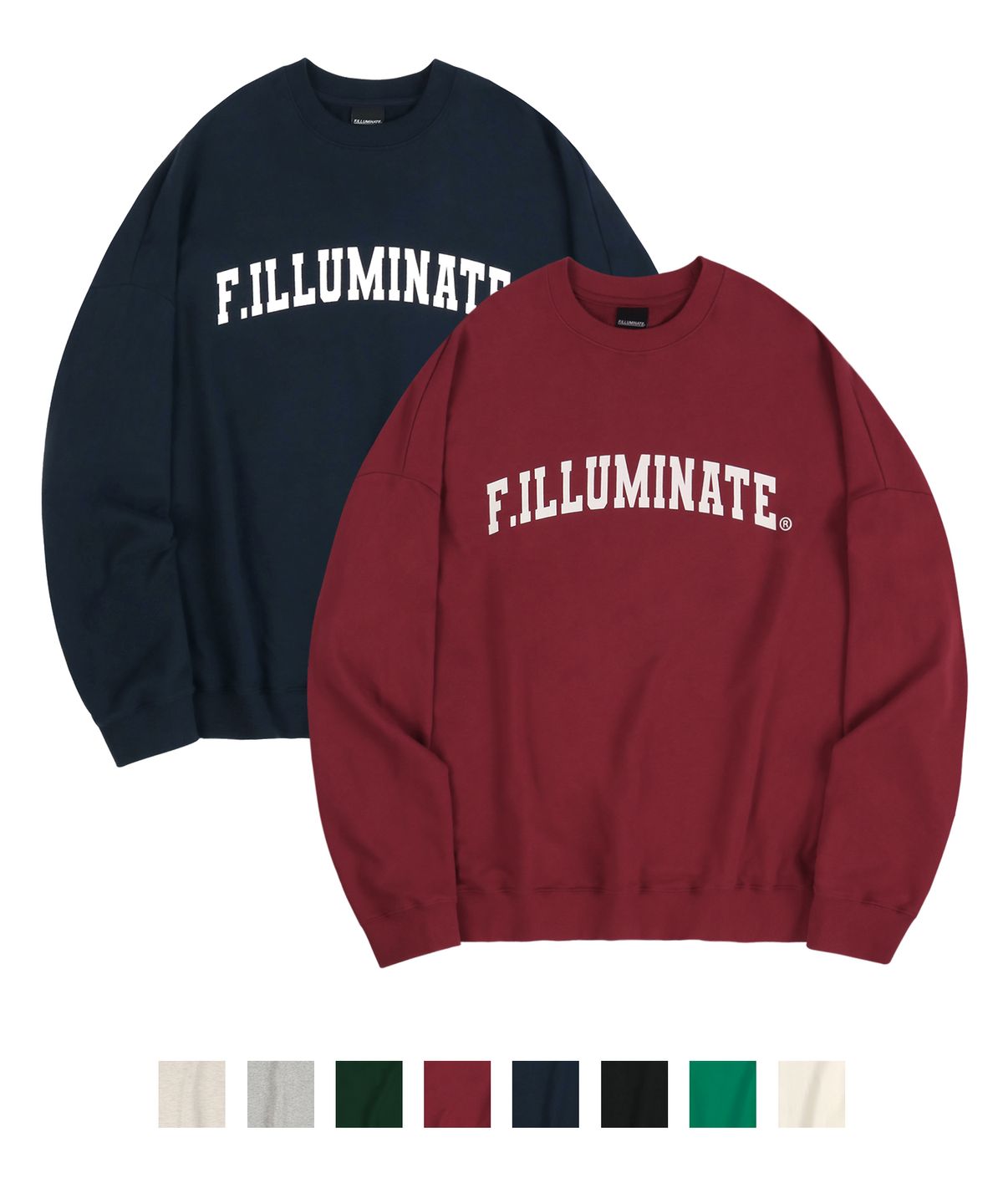 필루미네이트(FILLUMINATE) 오버핏 아치 로고 스웨트 셔츠-8Color