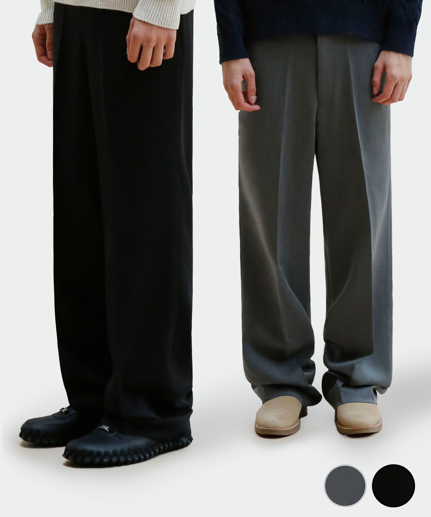 [여름원단추가]더블턱 와이드 슬랙스[블랙] source detail 29