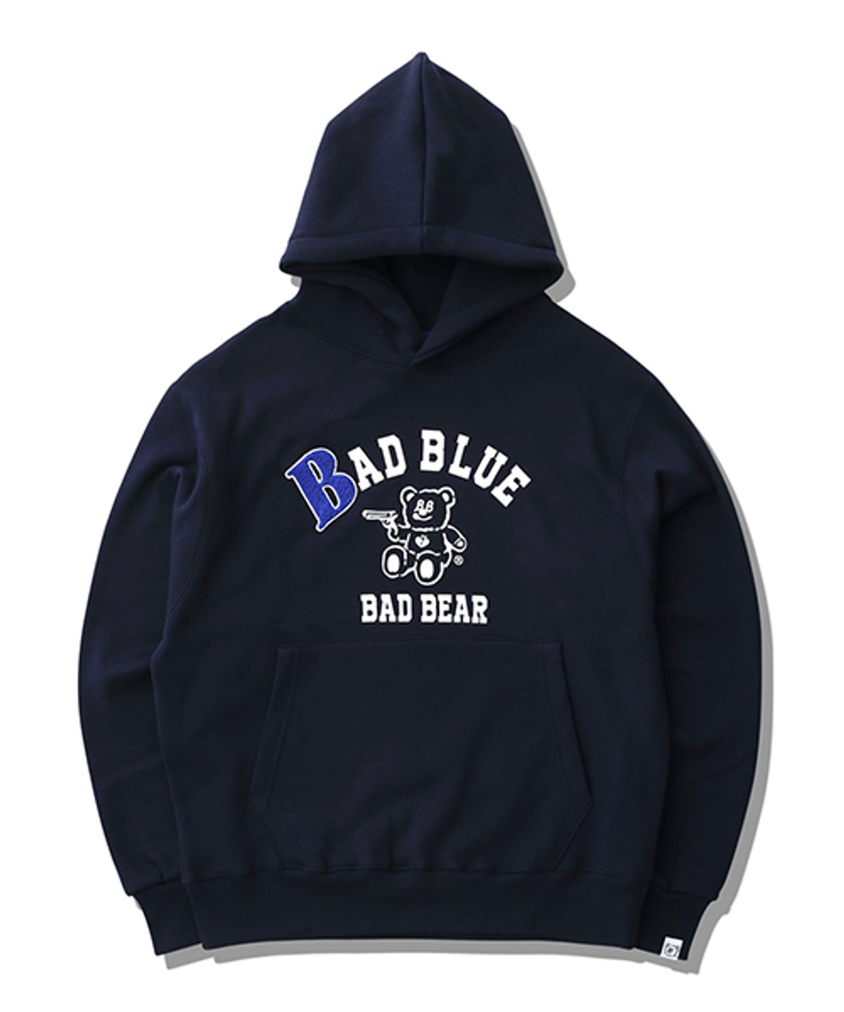 배드블루(BADBLUE) B Patch College Hoodie Navy