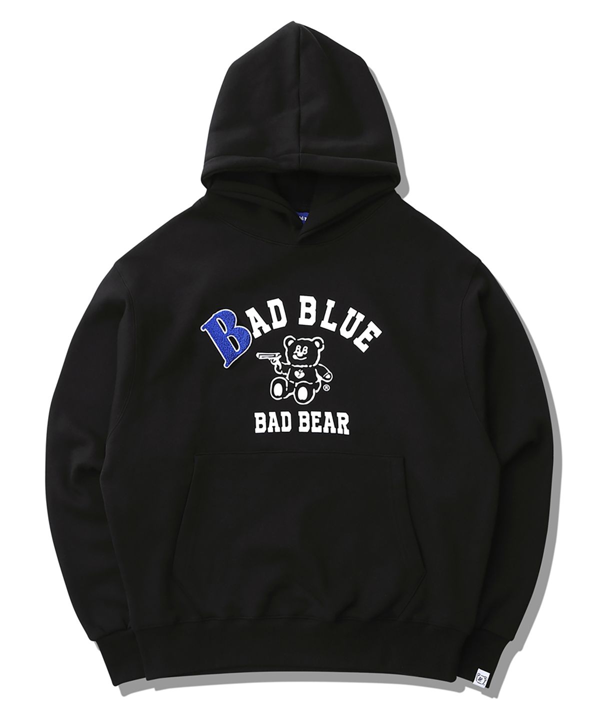 배드블루(BADBLUE) B Patch College Hoodie Black