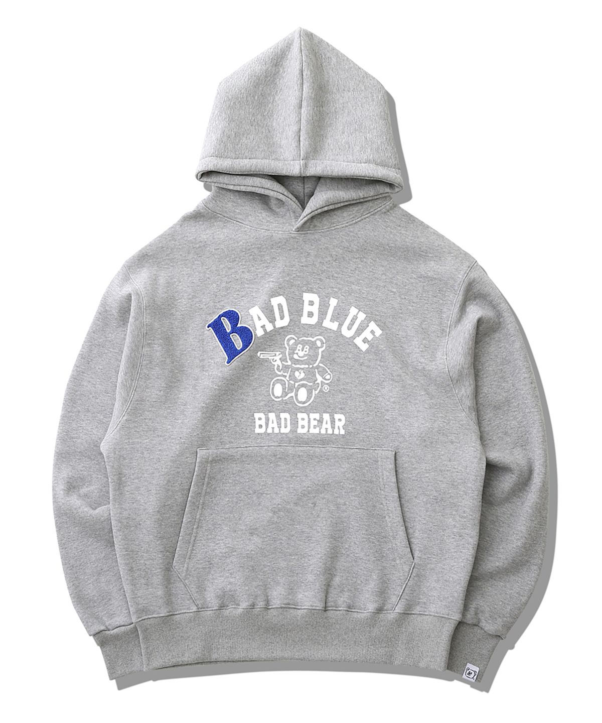배드블루(BADBLUE) B Patch College Hoodie Gray