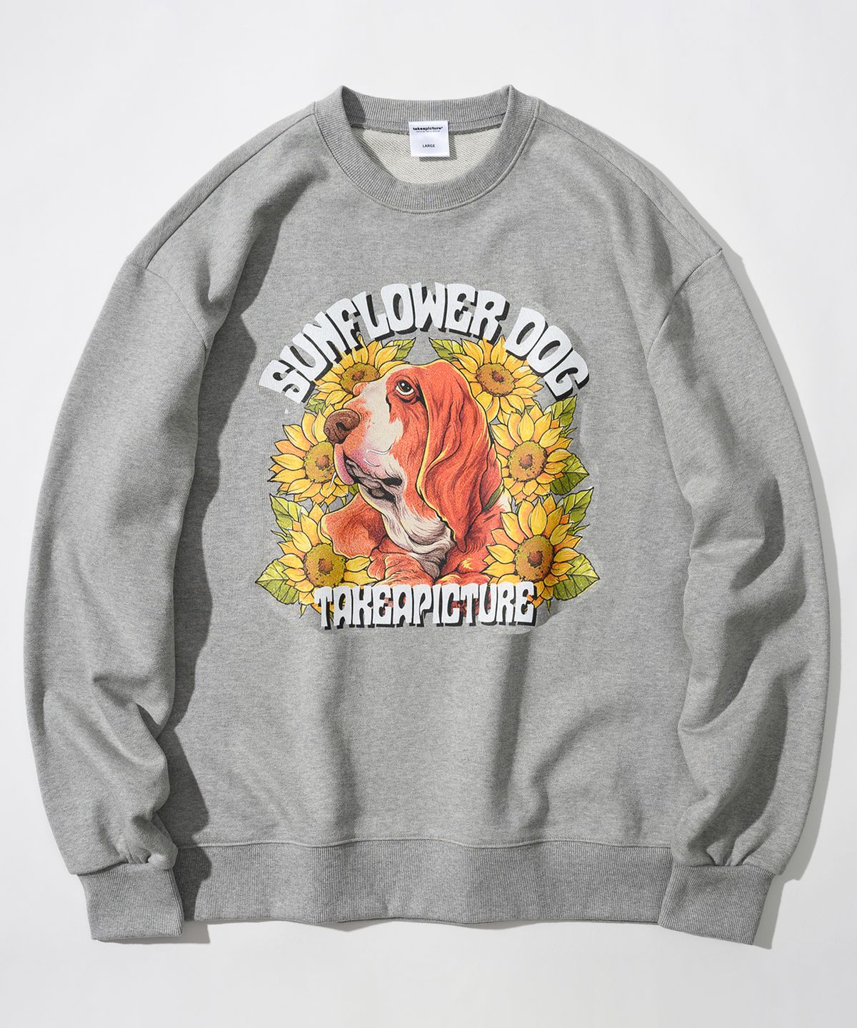테이크어픽처갤러리샵(TAKEAPICTURE GALLERY SHOP) 썬플라워 오버핏 맨투맨티셔츠 GREY