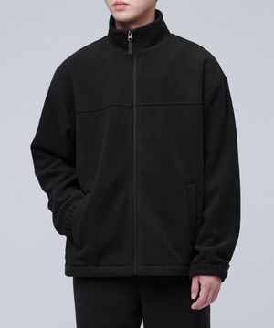 오버사이즈 폴라 플리스 하이넥 재킷 [블랙]