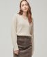우먼즈 램스울 리브드 브이 넥 니트 [오트밀]