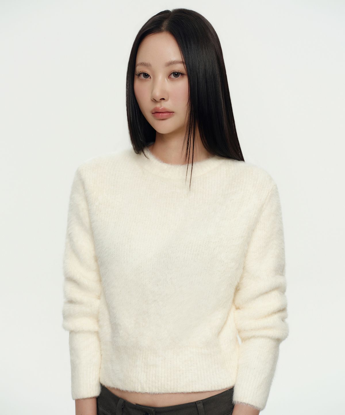 무신사 스탠다드 우먼(MUSINSA STANDARD WOMAN) 우먼즈 퍼지 크루 넥 니트 [크림]