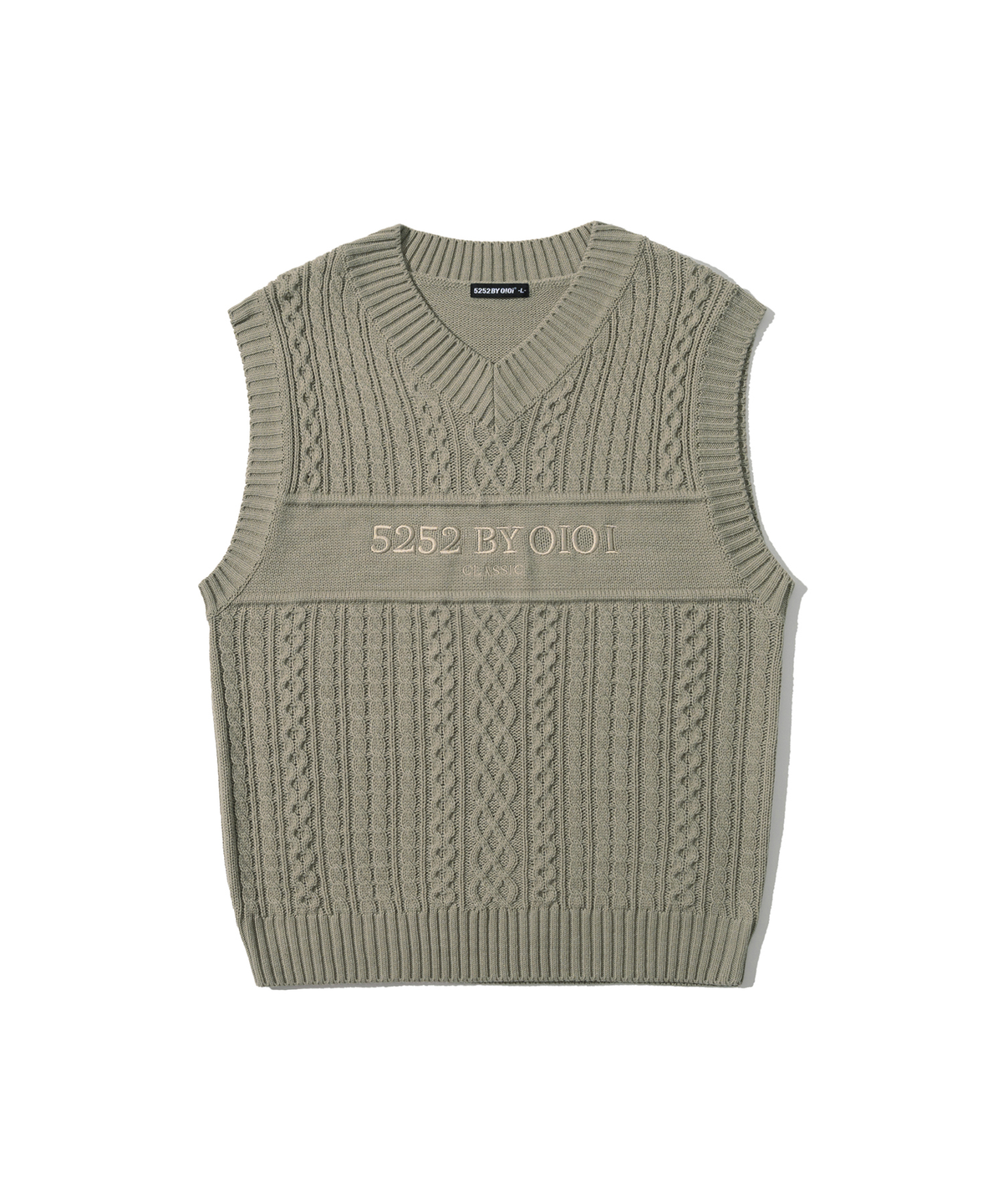 오아이오아이 컬렉션(OIOI COLLECTION) BASIC CABLE KNIT VEST [OLIVE]