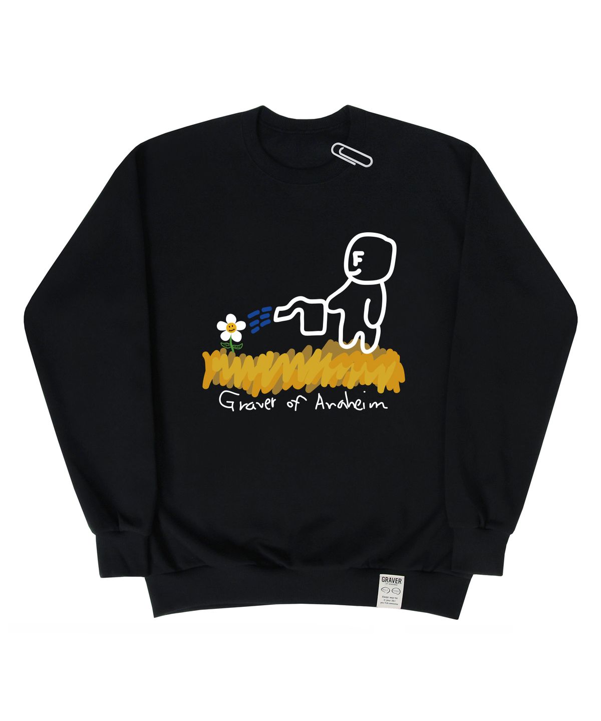 그레이버(GRAVER) [UNISEX]휴먼 워터 더 플라워 맨투맨_블랙