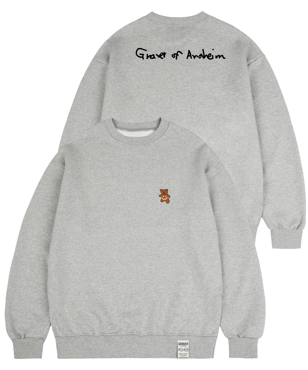그레이버(GRAVER) [UNISEX]스몰 베어 백로고 맨투맨_그레이