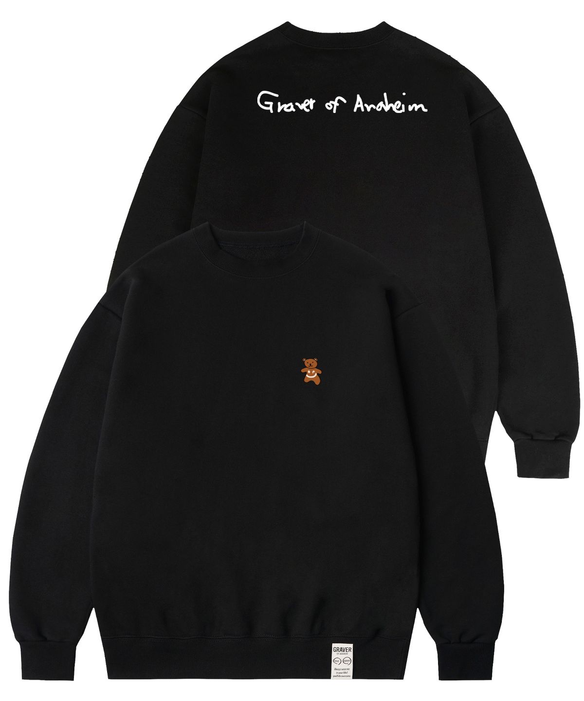 그레이버(GRAVER) [UNISEX]스몰 베어 백로고 맨투맨_블랙