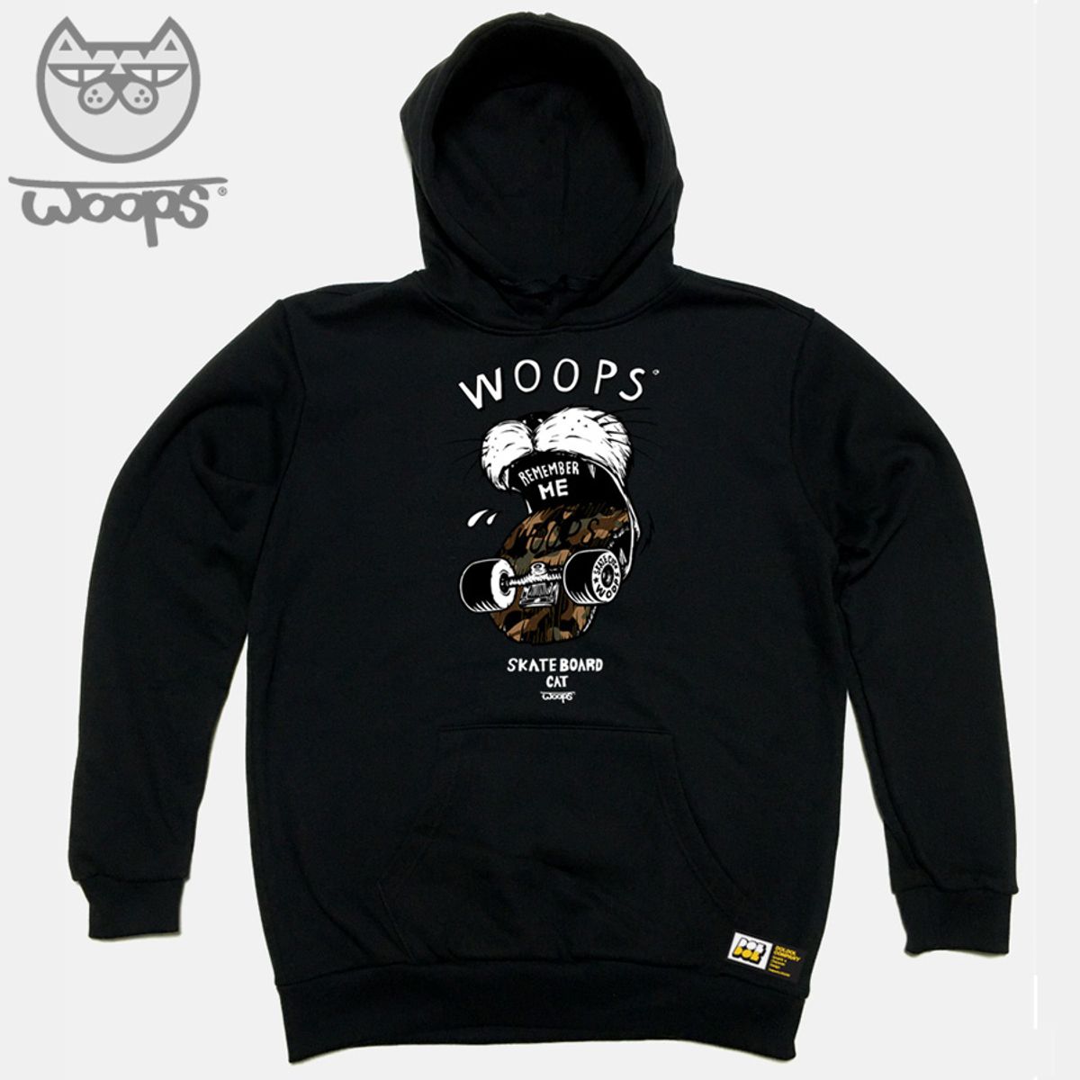 돌돌(DOLDOL) WOOPS_HOODY_02 스케이트보드 고양이 웁스 캐릭터 후드티 후디