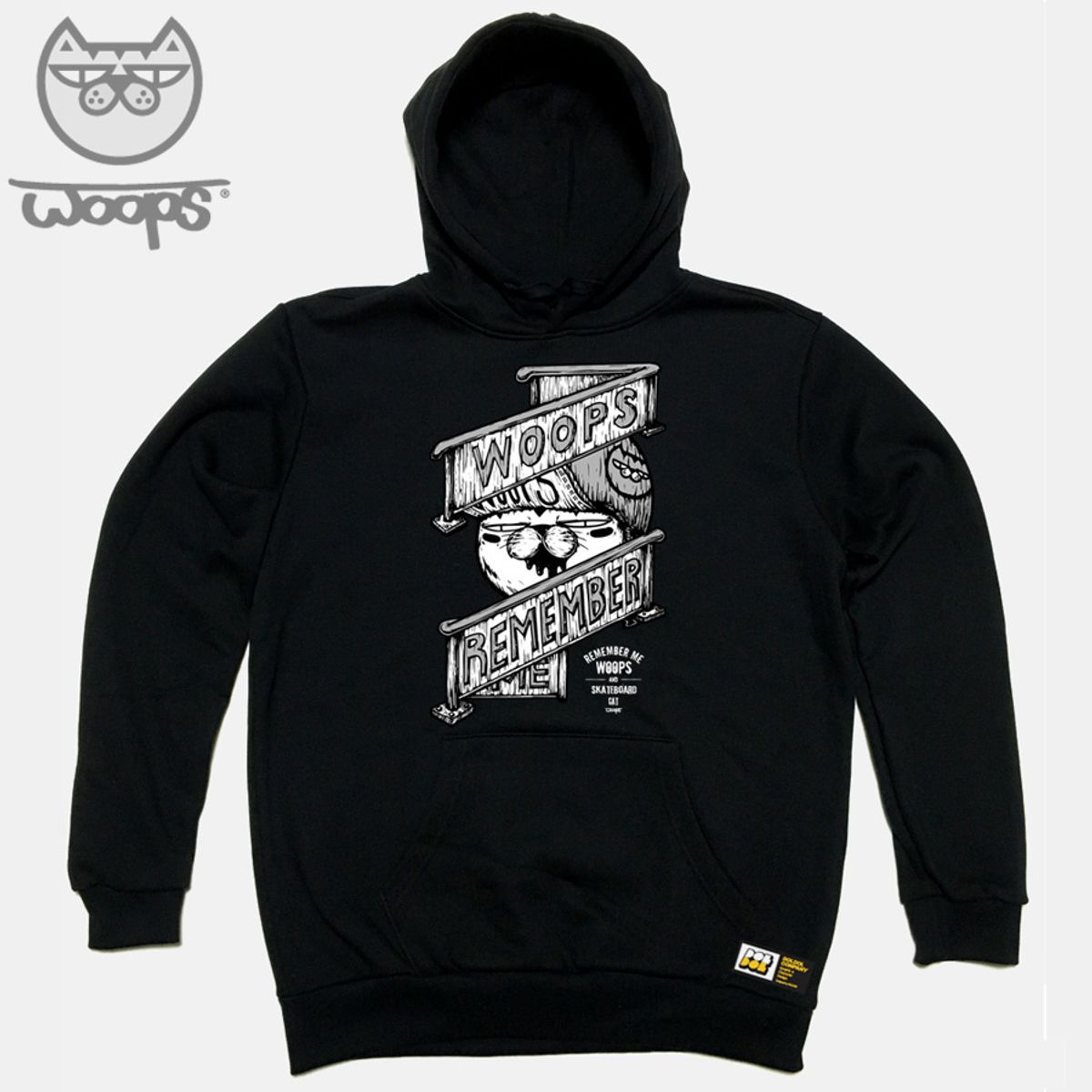 돌돌(DOLDOL) WOOPS_HOODY_03 스케이트보드 고양이 웁스 캐릭터 후드티 후디