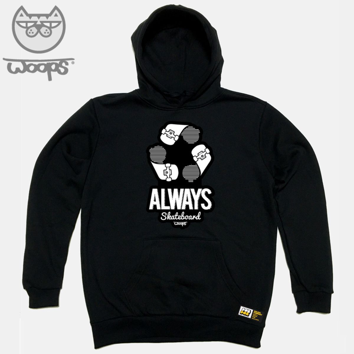 돌돌(DOLDOL) WOOPS_HOODY_04 스케이트보드 고양이 웁스 캐릭터 후드티 후디