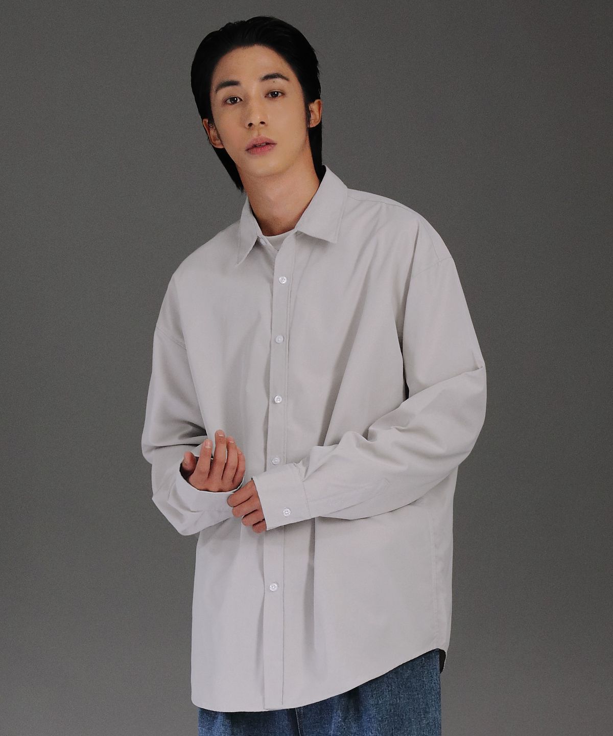 쟈니웨스트(JHONNY WEST) COTTON MIX SHIRTS [Over fit] (LT.GRAY)