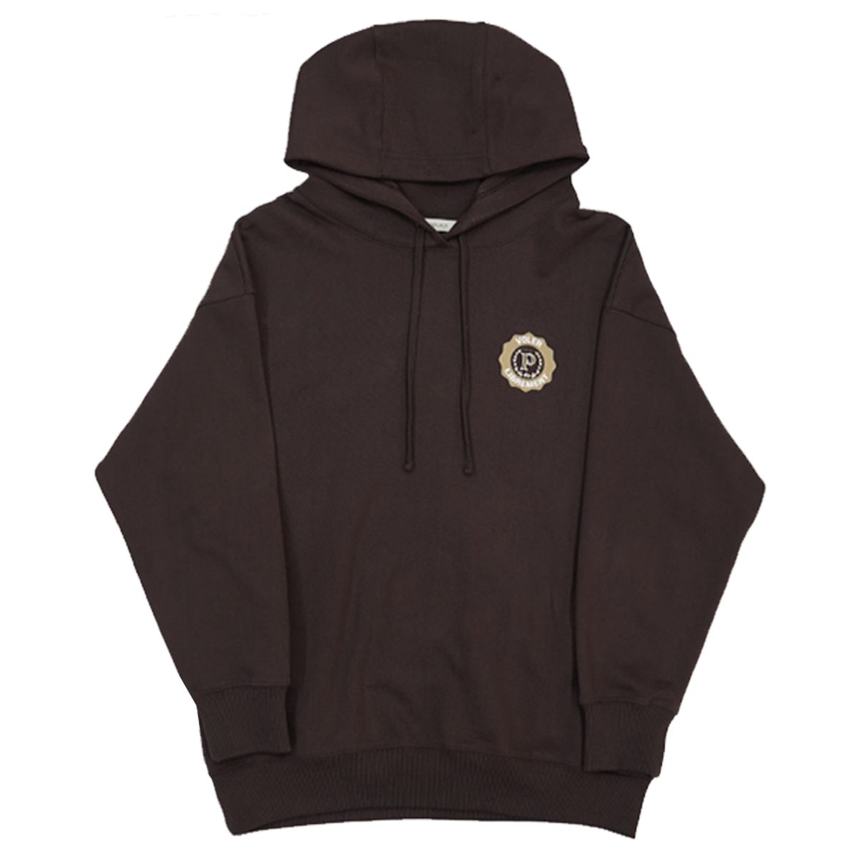 핀블랙(PINBLACK) SIGNATURE LOGO UNISEX HOOD T DARK BROWN