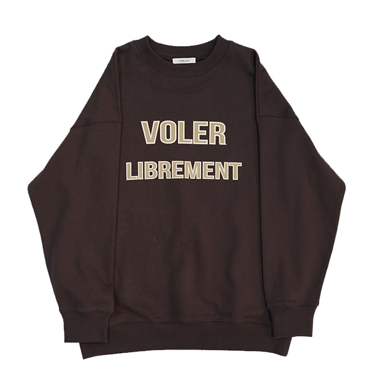 핀블랙(PINBLACK) LETTERING PRINT UNISEX MTM T DARK BROWN