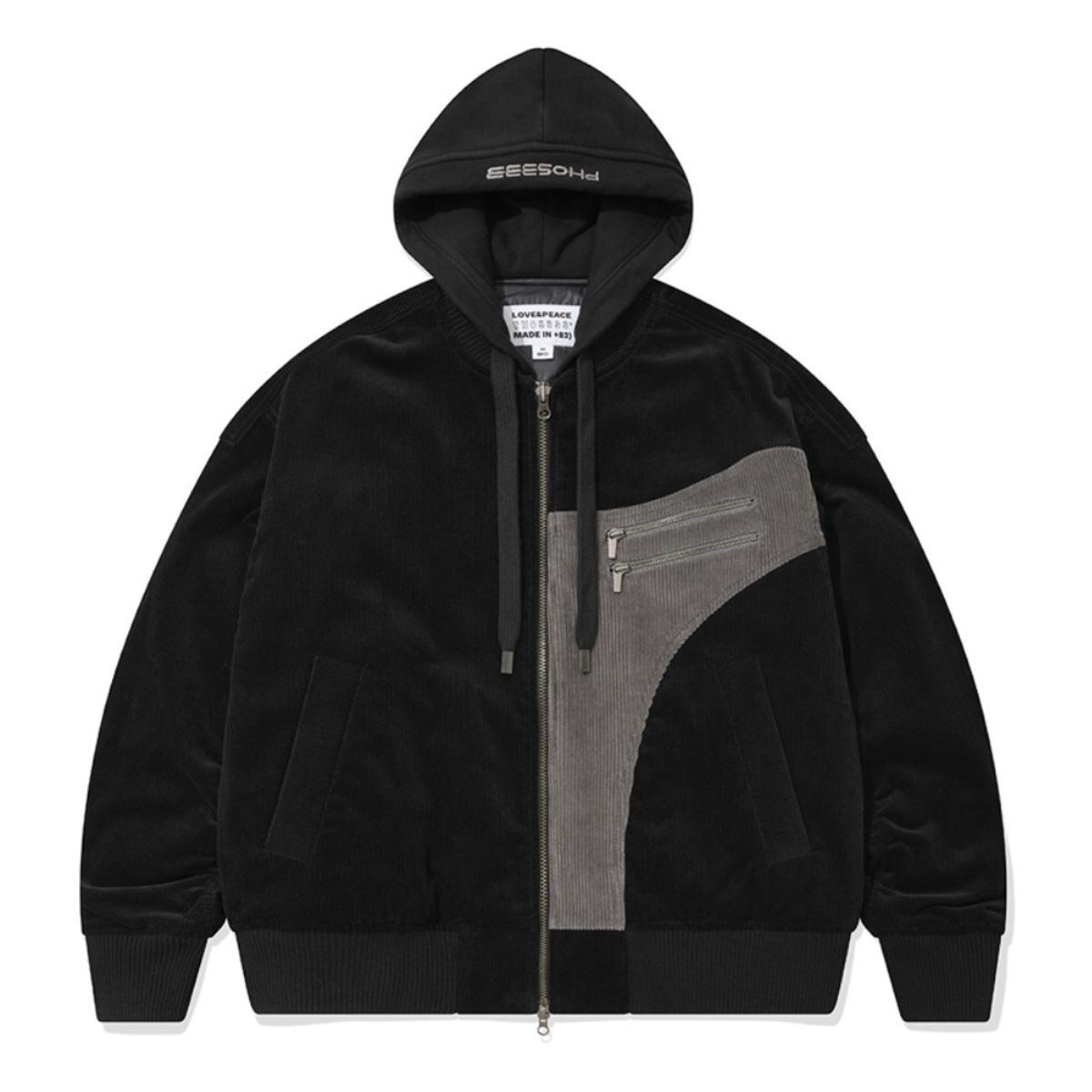 포스333(PHOS333) V2 Layered Effect Bomber Jacket/Black