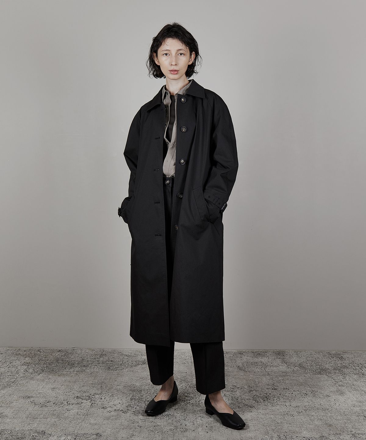 보울룬(BOWLLOON) CLASSIC COTTON TRENCH (ASH BLACK)