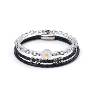 데이지 써지컬스틸 797 링포인트 슬림가죽 041BK 팔찌세트 (C2101-SE205_BK)