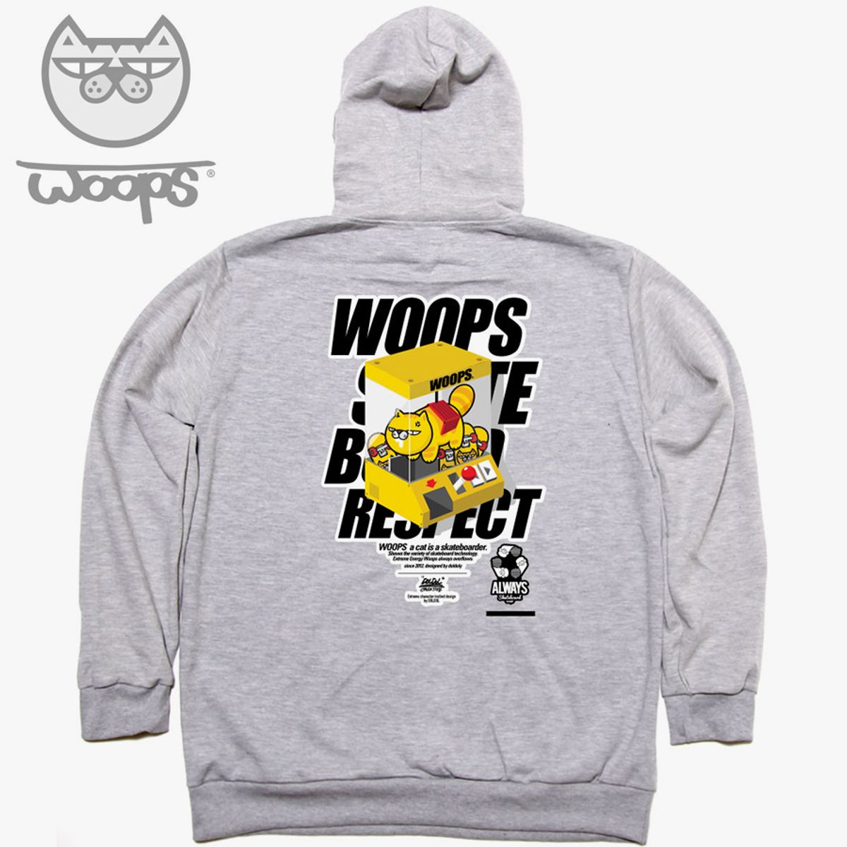 돌돌(DOLDOL) WOOPS_HOODY_100 스케이트보드 고양이 웁스 캐릭터 후드티 후디