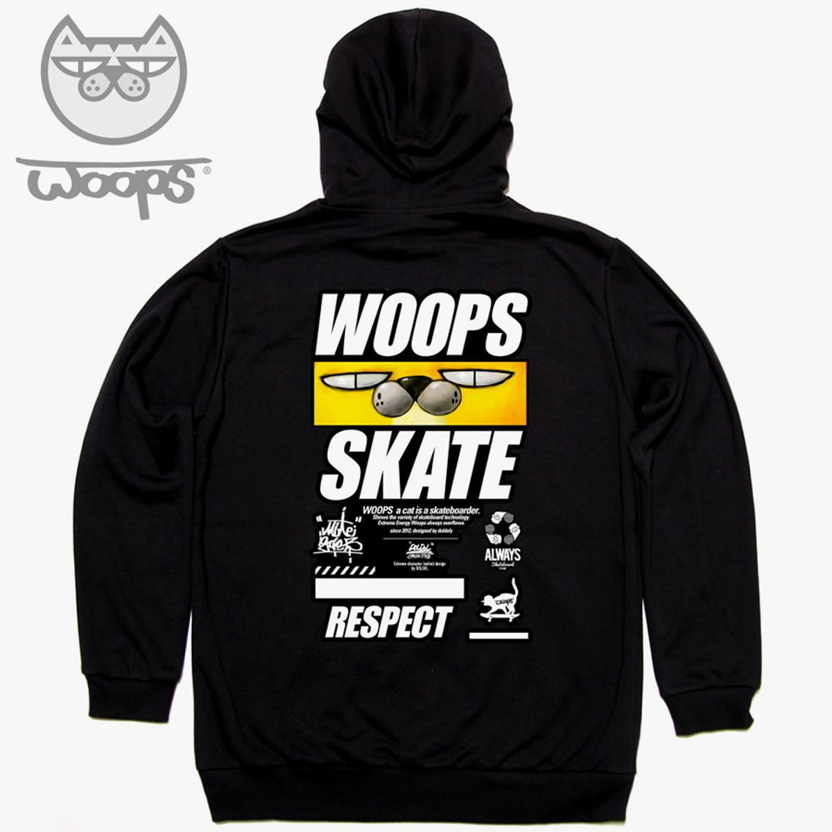 돌돌(DOLDOL) WOOPS_HOODY_99 스케이트보드 고양이 웁스 캐릭터 후드티 후디