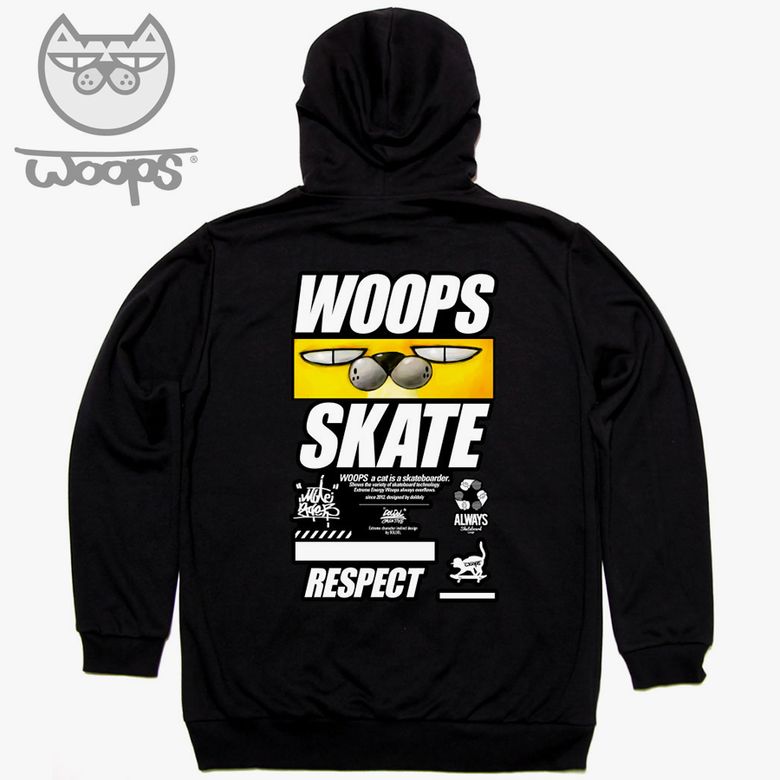 WOOPS_HOODY_99 스케이트보드 고양이 웁스 캐릭터 후드티 후디